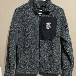 Charcoal Fleece Jacket with Embroidered Patch